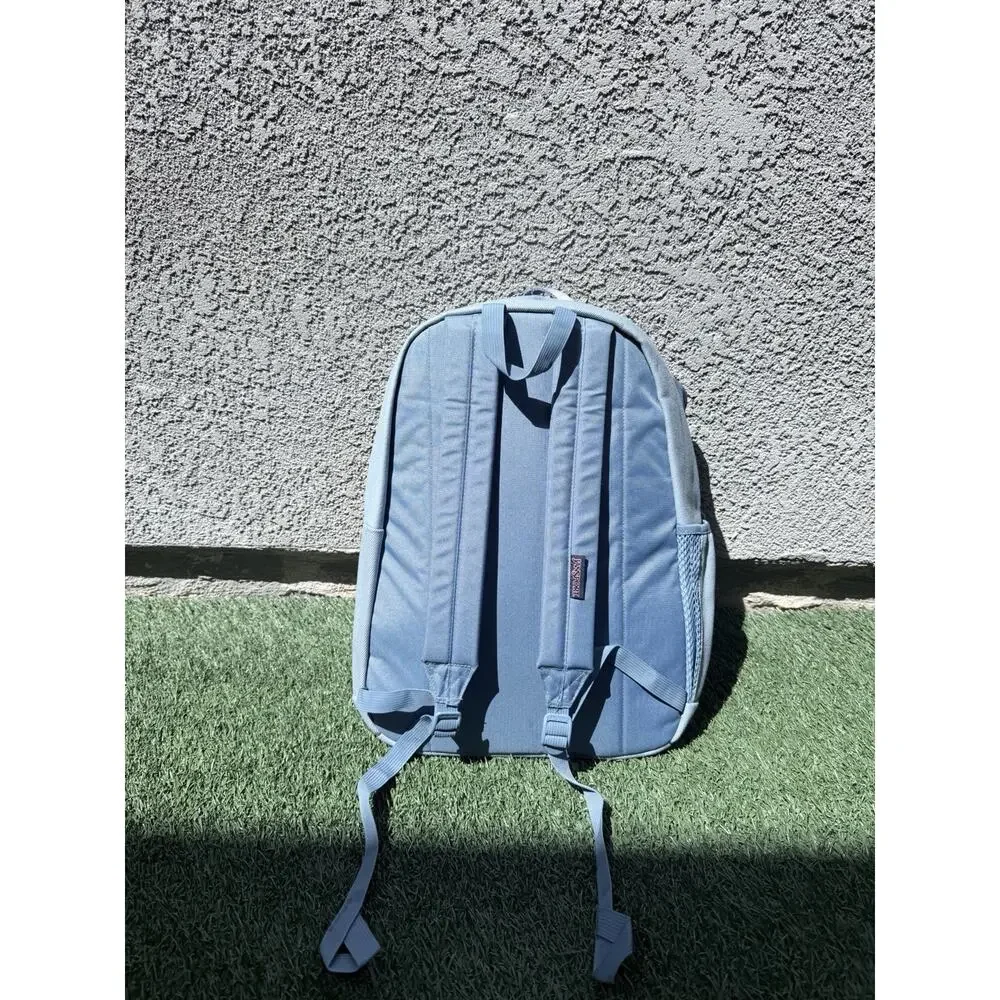 Brand New Jansport Denim Blue Backpack Can Hold A Computer & Water Bottle NWT